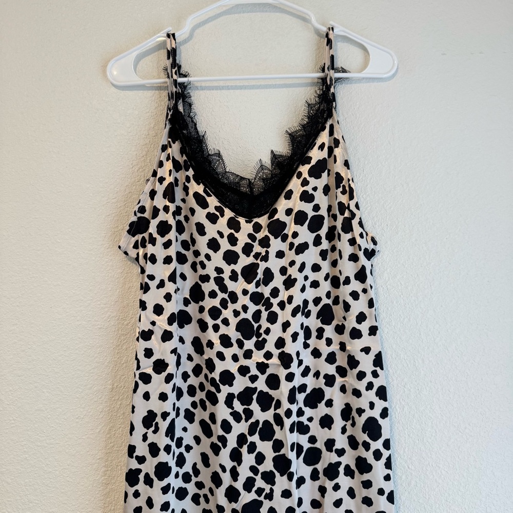 Anthropologie V-Neck Open-Back Slip Midi Dress NWT in Black & White Small - Picture 5 of 15